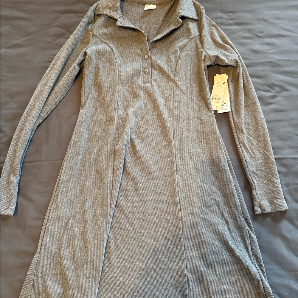 No Boundaries Gray Long Sleeve Dress